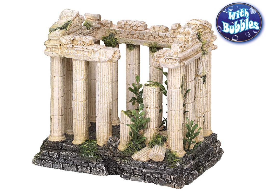 Accesorii pesti | Ornament pentru acvariu | "ACROPOLIS" cu plante | L16 X W10,5 X H14,2 C