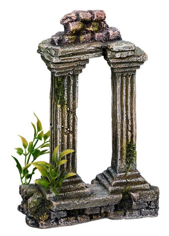 Accesorii pesti | Ornament pentru acvariu | "ANTIQUE BRICK GATE" - cu plante | L11,5 X W5