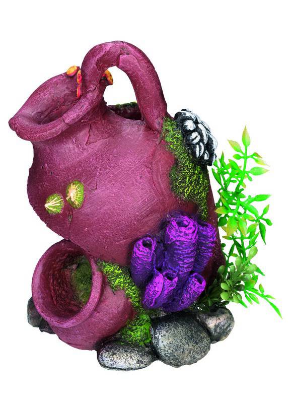 Accesorii pesti | Ornament pentru acvariu | "JAR" - cu plante | L11 X W11 X H14,7 CM