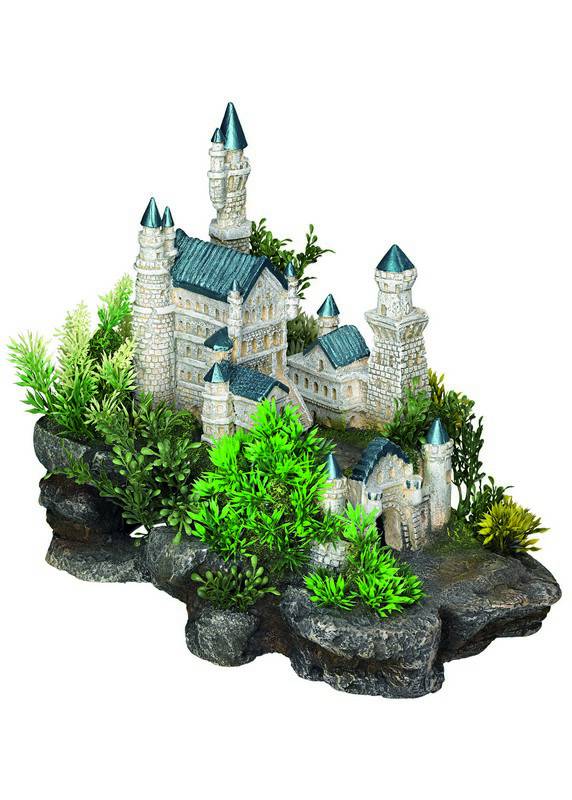 Accesorii pesti | Ornament pentru acvariu | "CASTLE" - cu plante | L32,5 X W20,5 X H27 CM