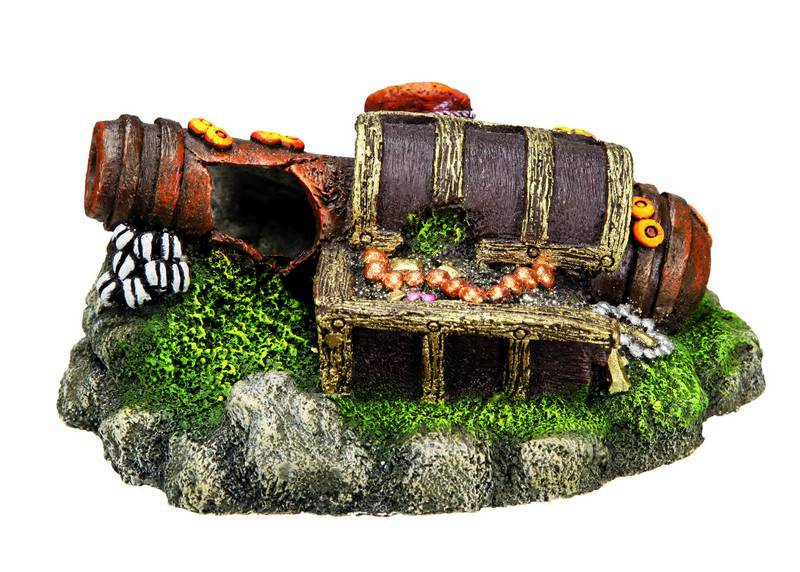 Accesorii pesti | Ornament pentru acvariu | "TRESURE BOX WITH CANNON" | L13 X W10,5 X H