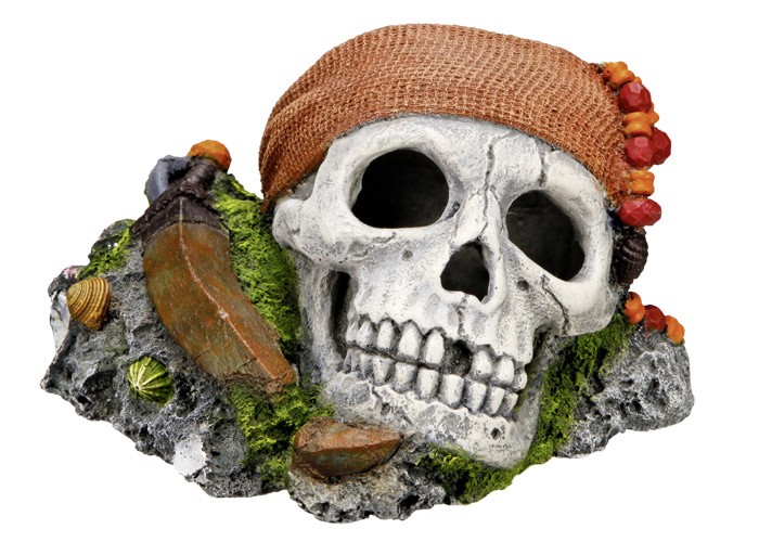 Accesorii pesti | Ornament pentru acvariu | "PIRATE SCULL" | L14,5 X W12,5 X H8,5 CM