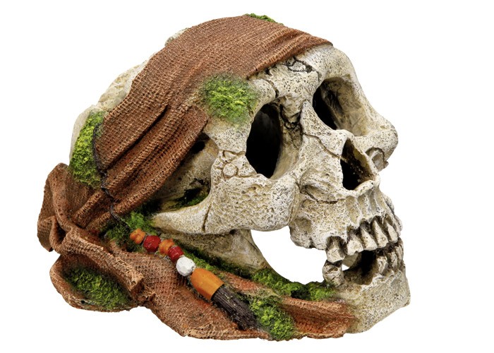 Accesorii pesti | Ornament pentru acvariu | "PIRATE SCULL" | L17,5 X W13,8 X H11,2 CM