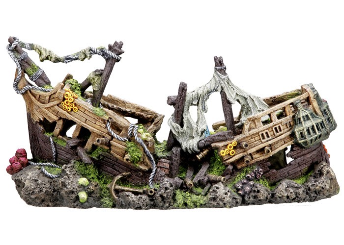 Accesorii pesti | Ornament pentru acvariu | "BATTLE SHIP XXL" | L57 X W26 X H29 CM