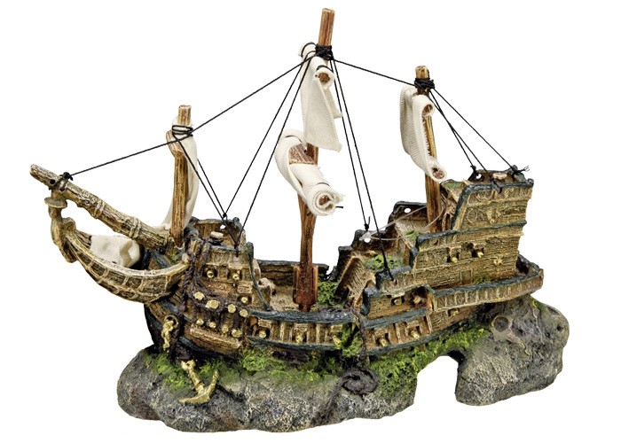 Accesorii pesti | Ornament pentru acvariu | "SHIP" | L33 X W13 X H23 CM