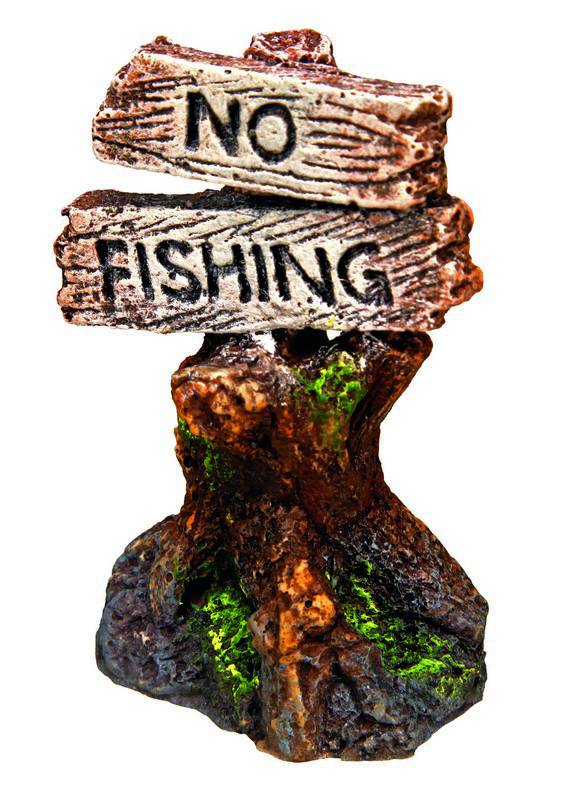 Accesorii pesti | Ornament pentru acvariu | "NO FISHING" | asortate | 5-5,5 CM | 12buc.
