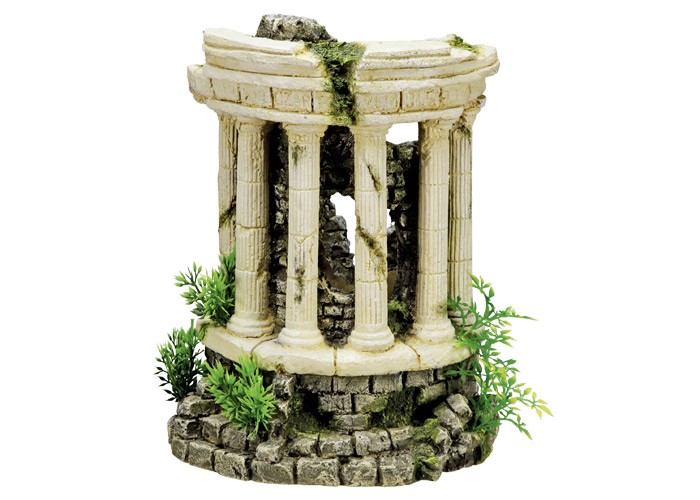 Accesorii pesti | Ornament pentru acvariu | "TEMPLE OF VESTA" cu plante | L25 X W20,5 X H