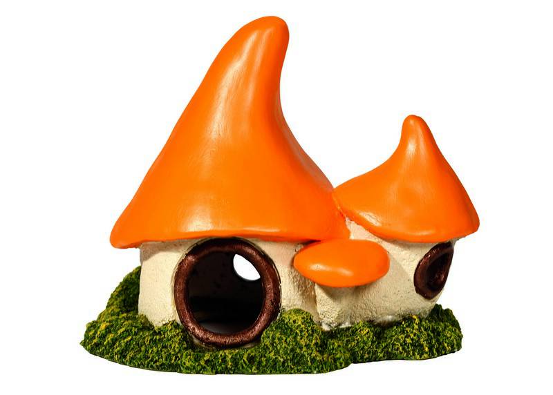 Accesorii pesti | Ornament pentru acvariu | "MUSHROOM HOUSE" | L16 X W12 X H13,5 CM