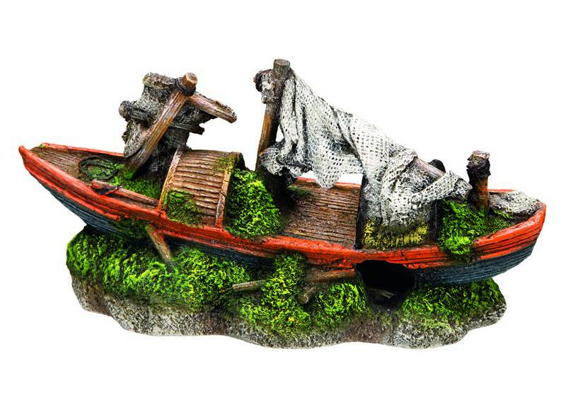 Accesorii pesti | Ornament pentru acvariu | "BOAT" | L22 X W7,7 X H11,8 CM