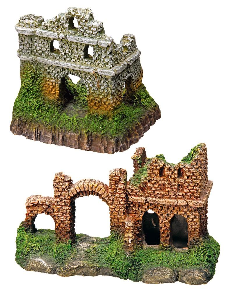 Accesorii pesti | Ornament pentru acvariu | "CASTLES" | asortate | 9-12,5 CM | 2 buc.