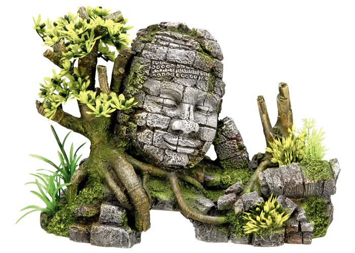 Accesorii pesti | Ornament pentru acvariu | "ANGKOR WATT" cu plante | L25 X W12,5 X H18 C