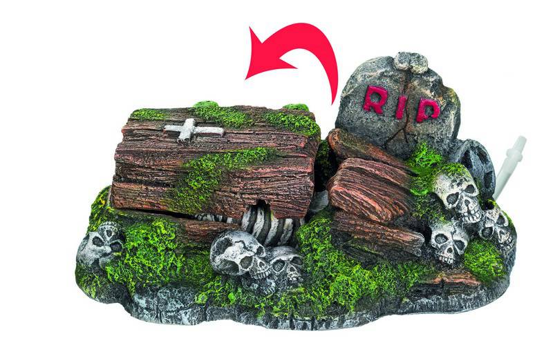 Accesorii pesti | Ornament pentru acvariu | "REST IN PEACE" | L19 X W11,5 X H8,5 CM