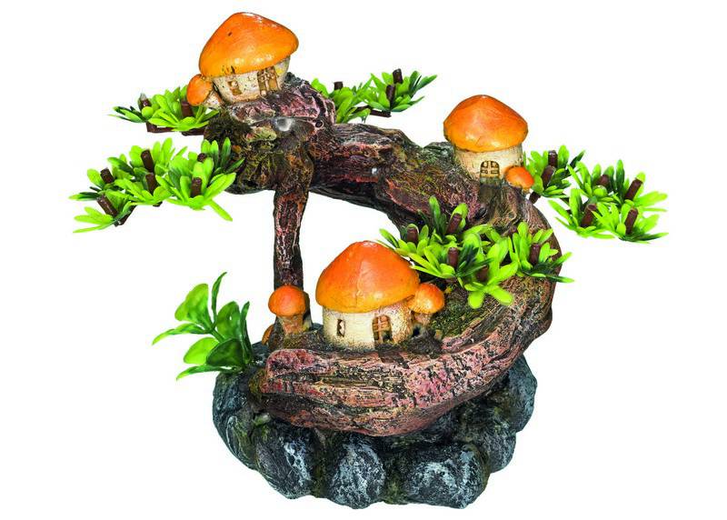 Accesorii pesti | Ornament pentru acvariu | "MUSHROOM TREE" | L11 X W11 X H13,8 CM