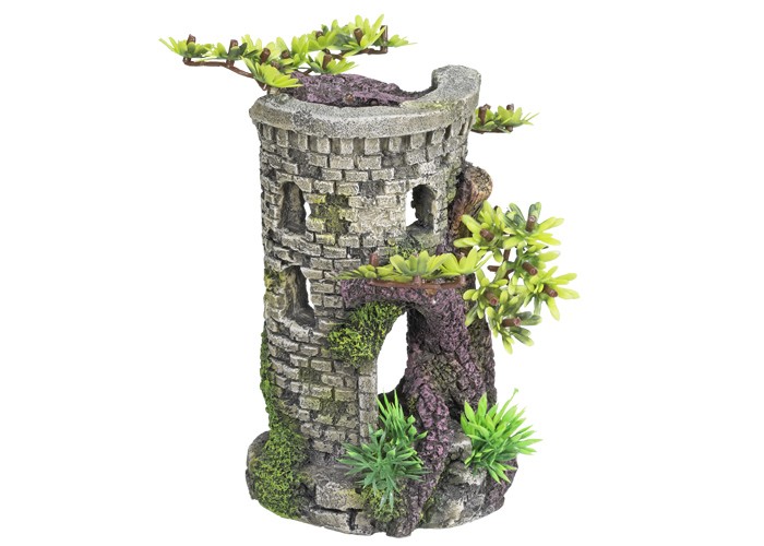 Accesorii pesti | Ornament pentru acvariu | "TOWER"- W/ BONSAI | L9 X W10 X H15 CM