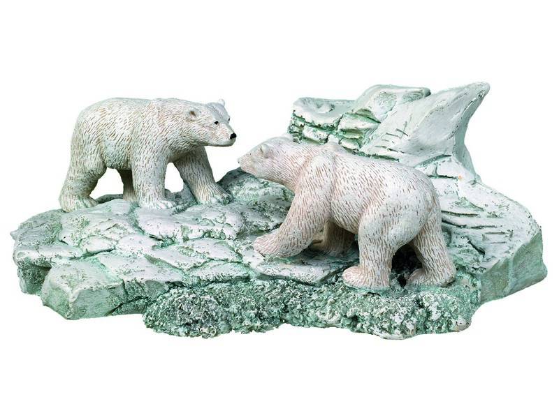 Accesorii pesti | Ornament pentru acvariu | "POLAR BEARS" | L18,5 X W11,5 X H7 CM