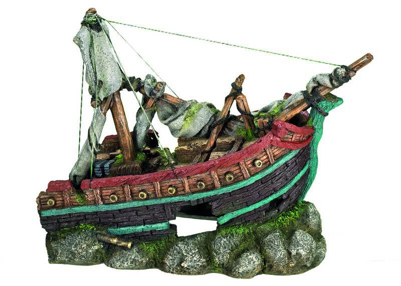 Accesorii pesti | Ornament pentru acvariu | "SHIPWRECK 1" BOW | L47,5 X W24,5 X H35,5 CM