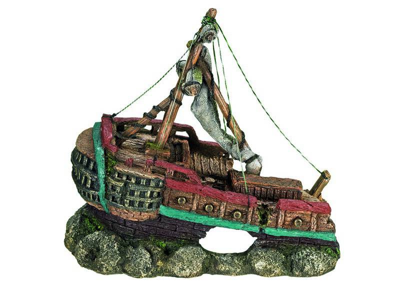 Accesorii pesti | Ornament pentru acvariu | "SHIPWRECK 1" STERN | L40 X W26 X H35,5 CM