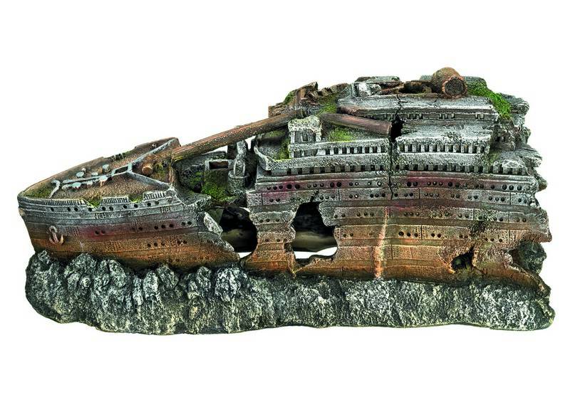 Accesorii pesti | Ornament pentru acvariu | "SHIPWRECK 2" BOW | L39,5 X W16,5 X H18 CM