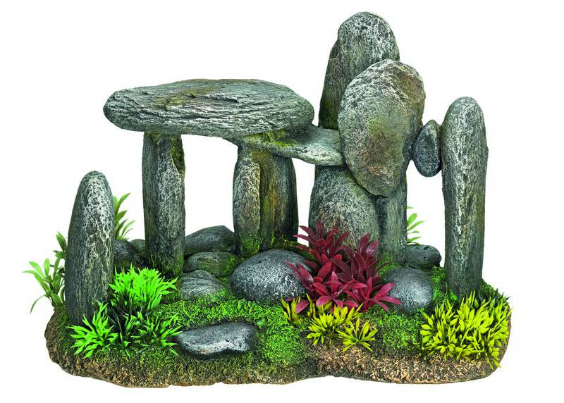 Accesorii pesti | Ornament pentru acvariu | "STONES" - cu plante | L28 X W16,5 X H19 CM