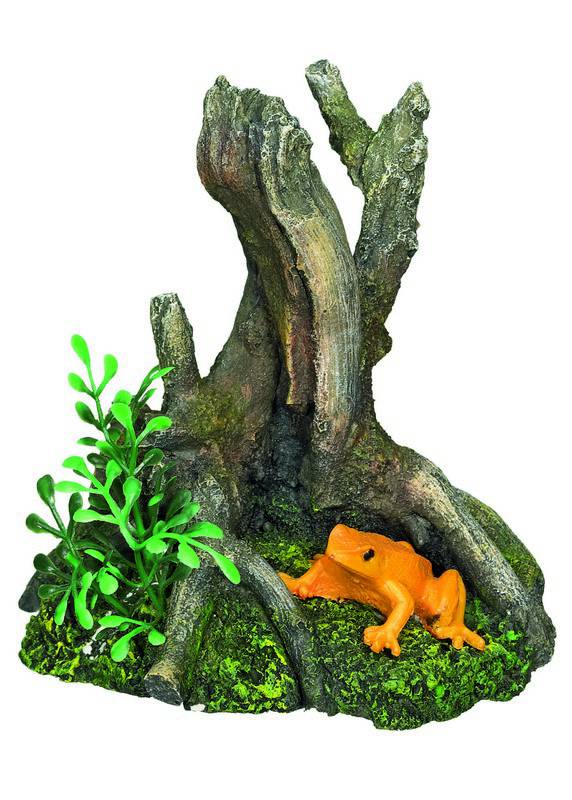 Accesorii pesti | Ornament pentru acvariu | "ROOT WITH FROG" | L10 X W8 X H10,5 CM