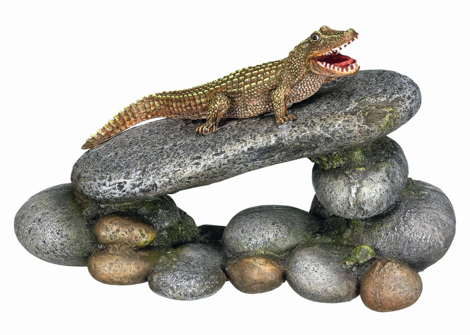 Accesorii pesti | Ornament pentru acvariu | "STONES WITH CROCODILE" | L20,5 X W10,5 X H12