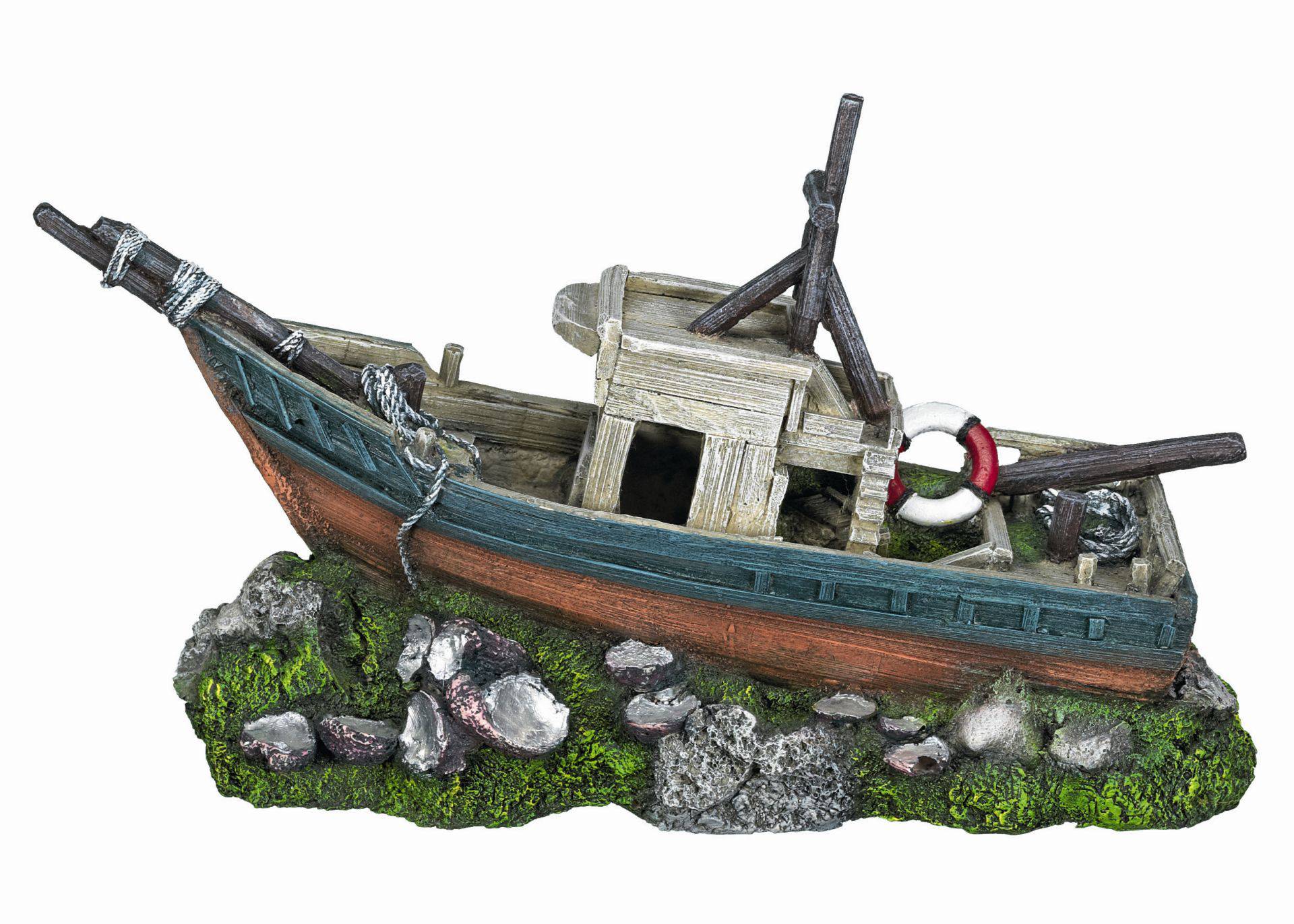 Accesorii pesti | Ornament pentru acvariu | "BOAT" | L34 X W12,5 X H19,7 CM