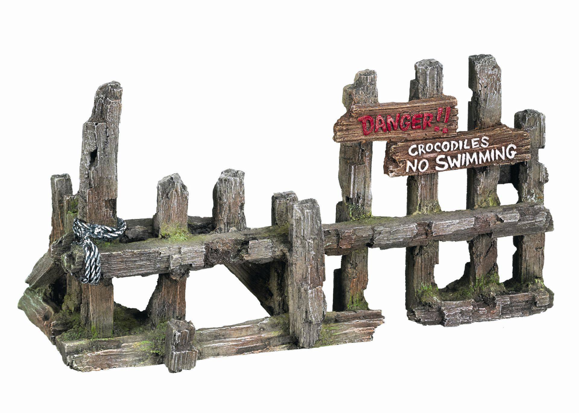 Accesorii pesti | Ornament pentru acvariu | "WOODEN FENCE" (NO SWIMMING) | L30 X W12 X H1