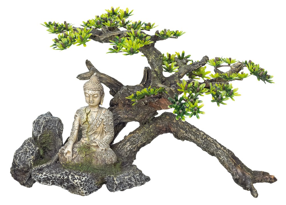 Accesorii pesti | Ornament pentru acvariu | "BUDDHA" - cu plante | L32,5 X W16,5 X H21,0