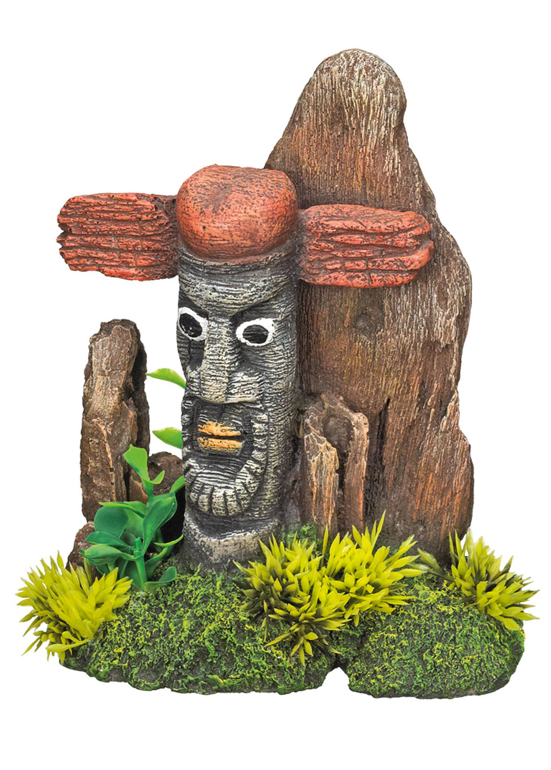 Accesorii pesti | Ornament pentru acvariu | "WOODEN FENCE INDIAN" cu plante | L15,0 X W9,5