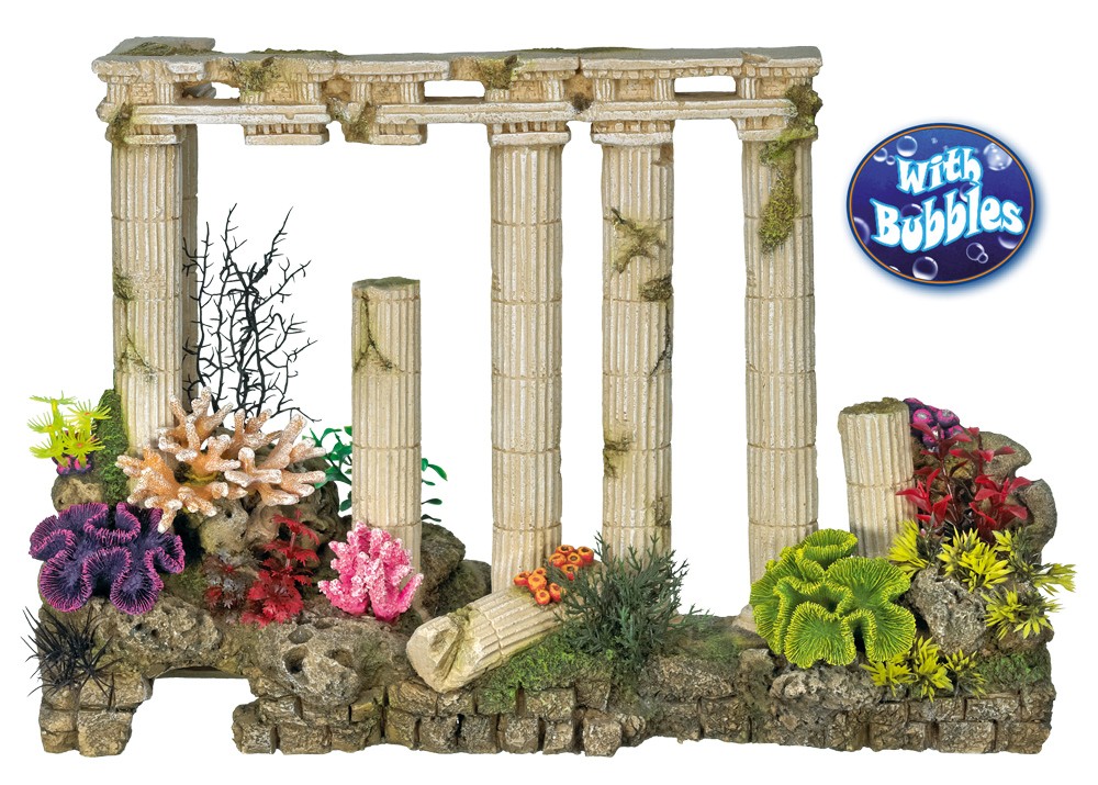 Accesorii pesti | Ornament pentru acvariu | "COLUMNS W.CORALS" cu plante | L53,0 X W19,5 X