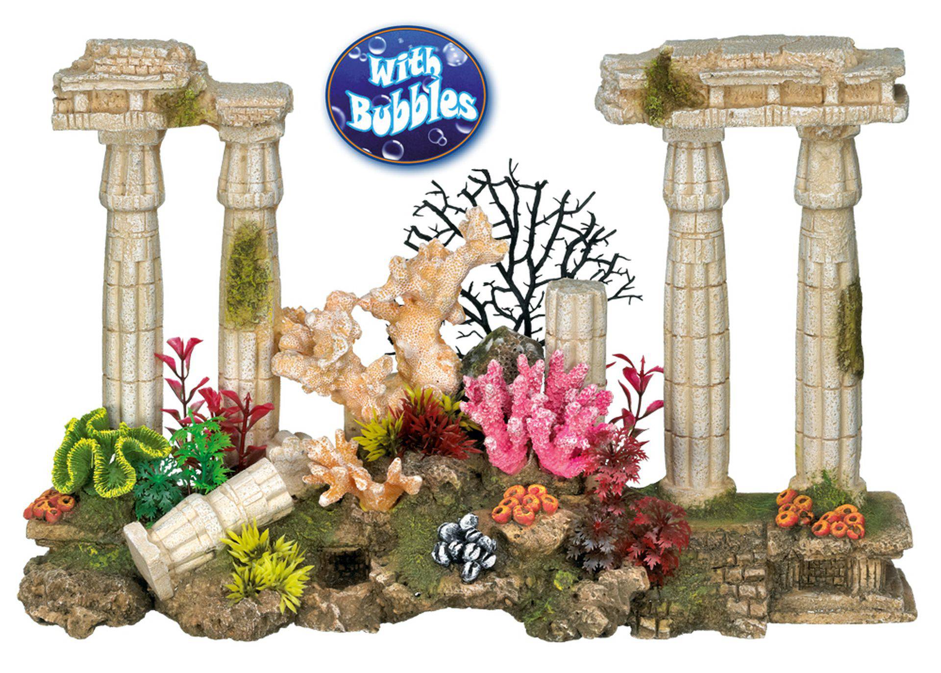 Accesorii pesti | Ornament pentru acvariu | "COLUMNS W.CORALS" cu plante | L42,0 X W14,0 X