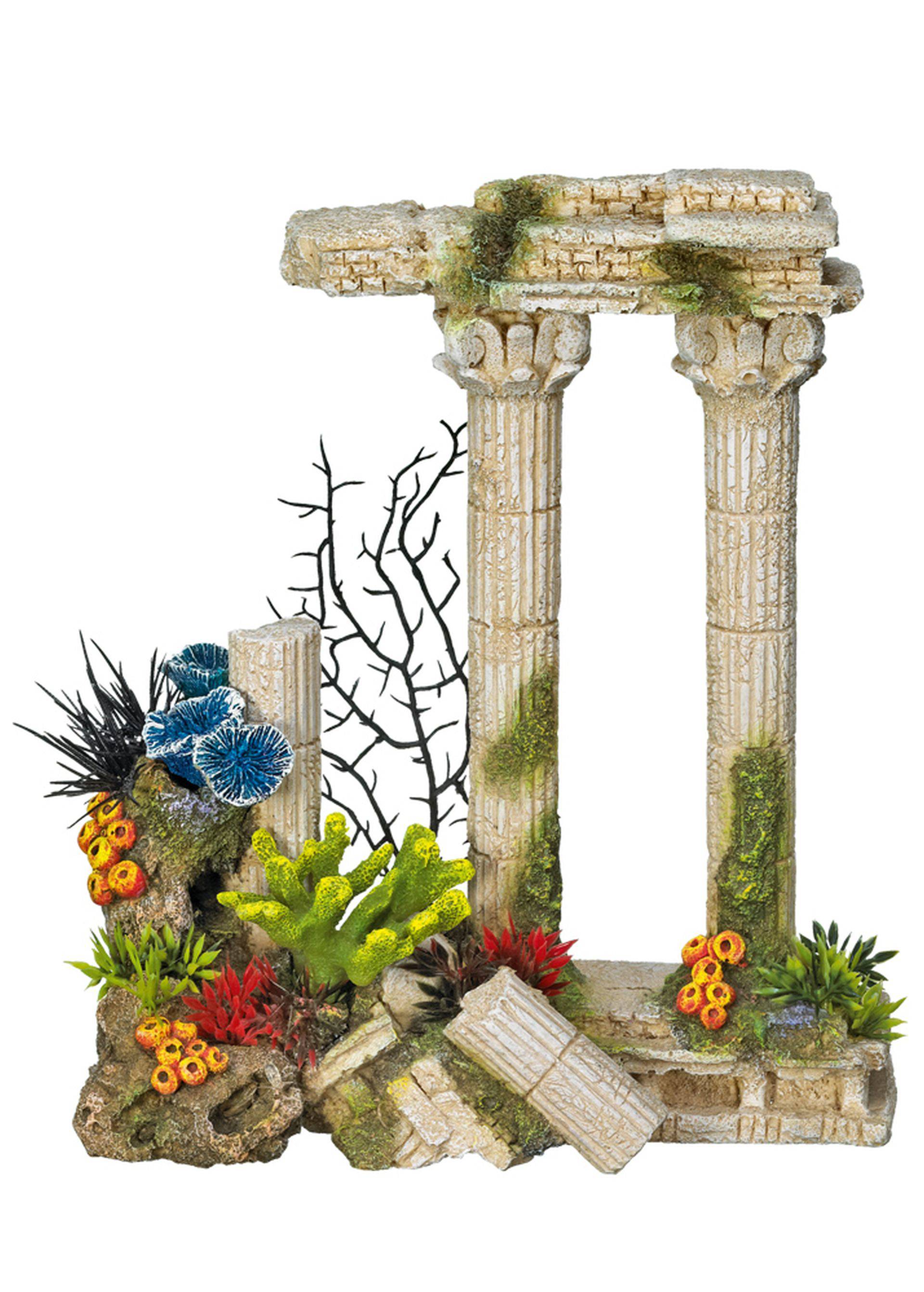 Accesorii pesti | Ornament pentru acvariu | "COLUMNS W.CORALS" cu plante | L20,5 X W8,5 X