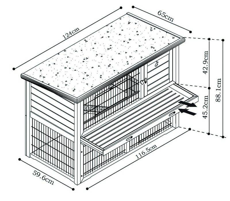 SMALL ANIMAL HUTCH "AOSTA JAVA", L X W X H: 124 X 65 X 88 C