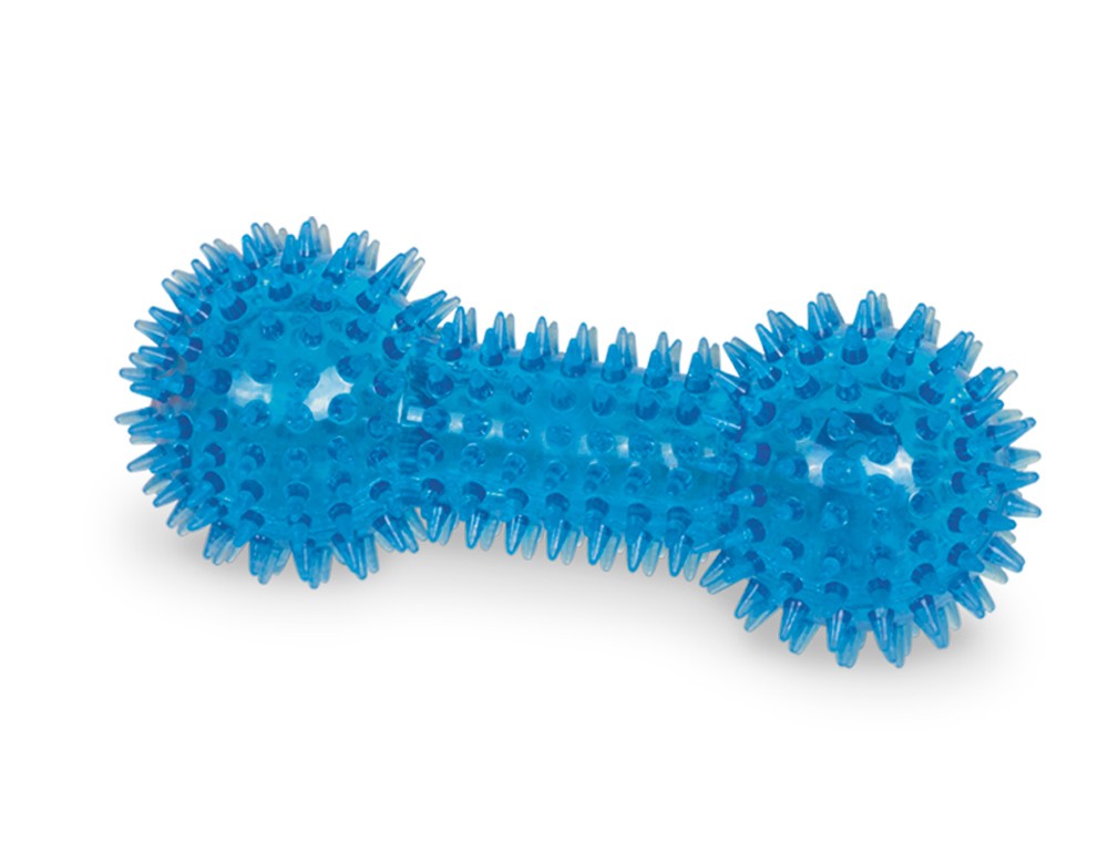 TPR SPIKY DUMBBELL,BLUE 15 CM