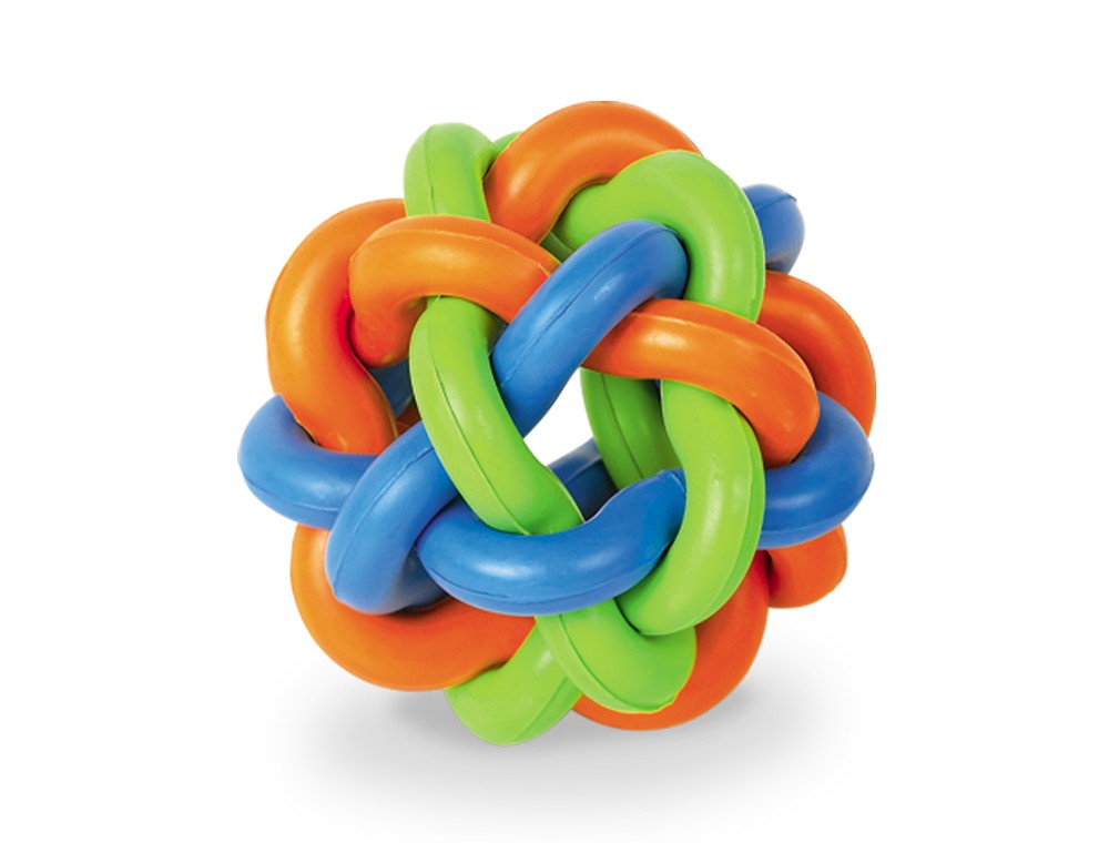 RUBBER KNOTTED BALL, 9,5 CM
