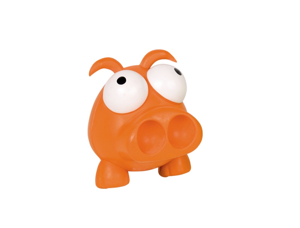 RUBBER PIG,ORANGE 6 CM