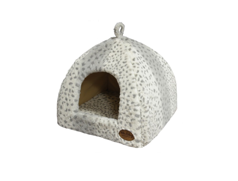 Pat/Culcus pentru caini/pisici | Pestera "ALANIS" | gri leopard | L X W X H: 40 X 40 X 35 CM