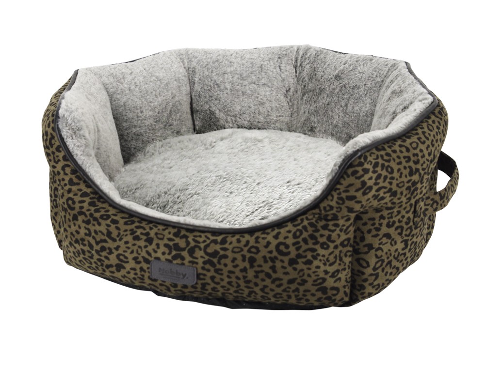 Patut pentru caini | Comfort oval  "LEO" | l x w x h: 45 x 40 x19 cm| maro leopard