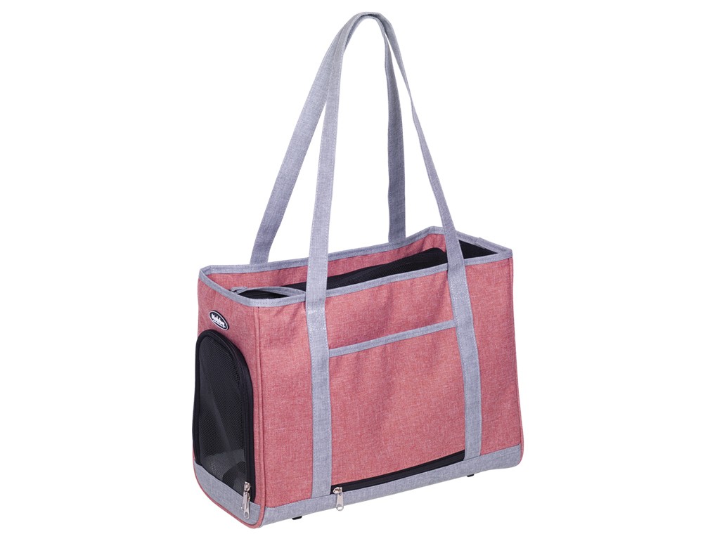 Geanta pentru caini & pisici | "TOMMA" | 40 x 22 x 28 cm | dusty pink-gri