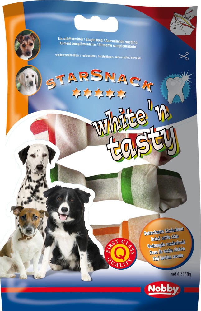 WHITE?N TASTY KNOTTED BONE COLOURED, 10-11,5 CM, 150 G, 5 P