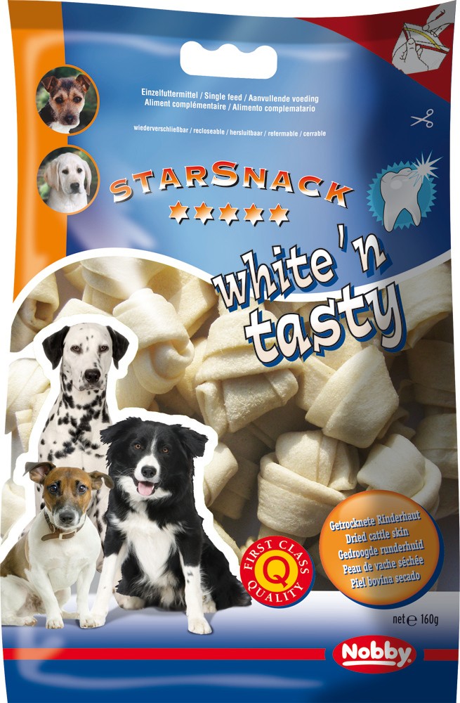 WHITE?N TASTY KNOTTED BONE, 6,5-7,5 CM, 160 G, 15 PCS..