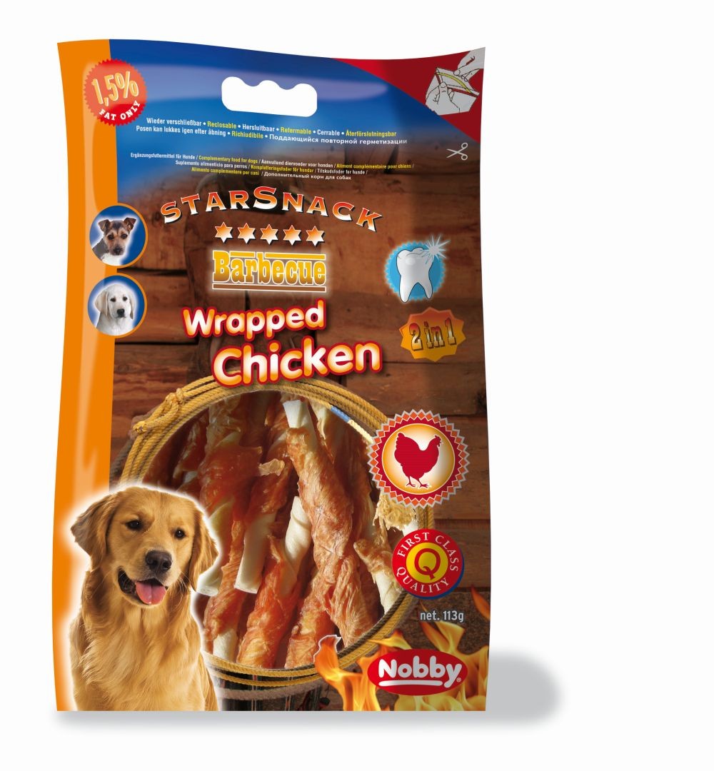 STARSNACK BARBECUE "WRAPPED CHICKEN". 12.5 CM. 113 G