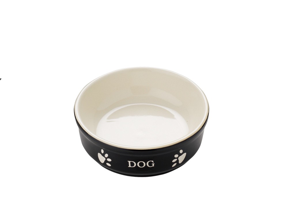 Castroane caini | Castron din ceramica "DOG" | negru/bej | 12 X 12 X 3,7 CM