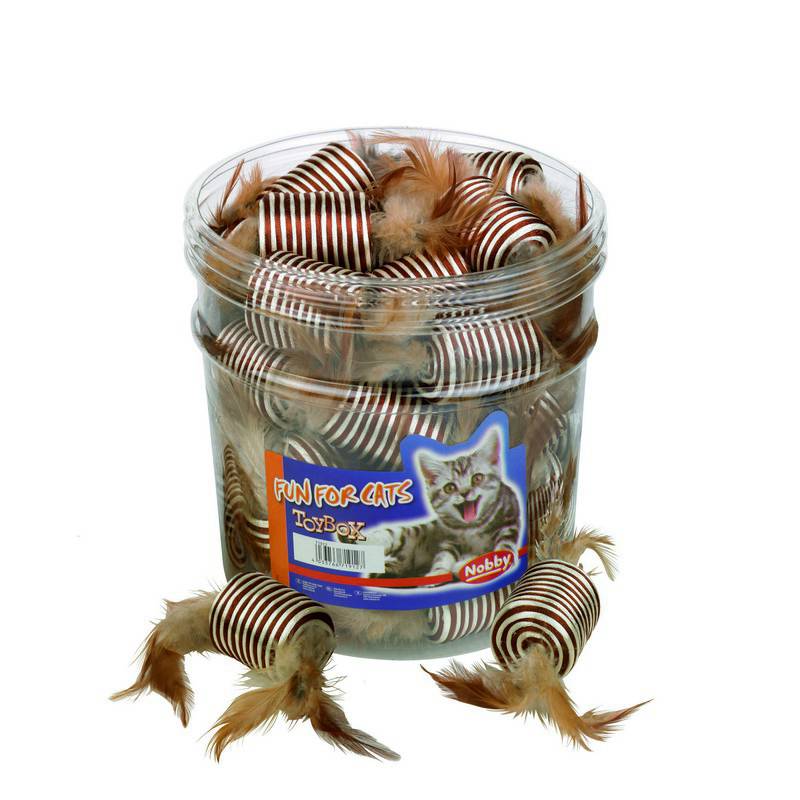 TOY BOX CAT,CYLINDER BROWN / BEIGE TUBE 36 PCS., 5 CM