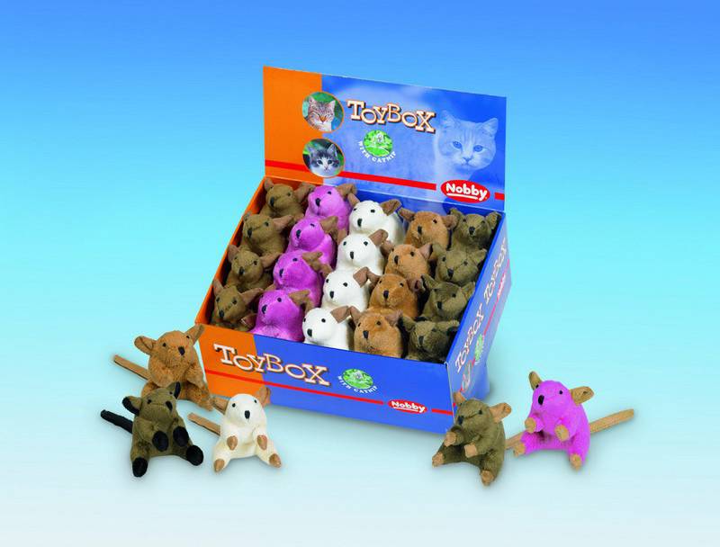 PLUSH MOUSE WITH CATNIP,ASSORTED DISPLAY 20 PCS.; 6,5 CM