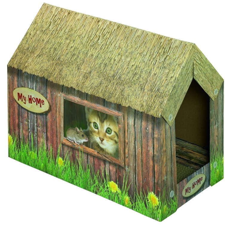 Jucarii pisici | Casuta din carton pentru pisici | 49 X 26 X 36 CM