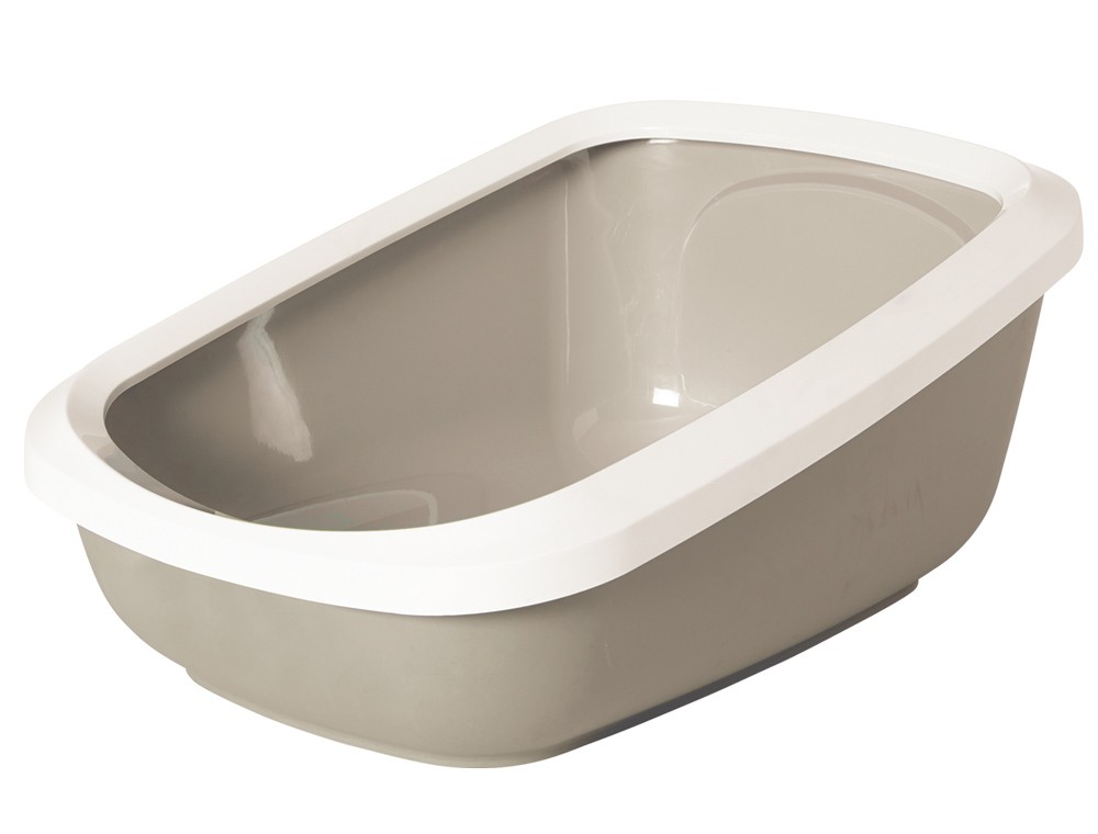 Produse igiena pisici | Litiera pentru pisici cu margine "ASEO JUMBO" | navy/alb | 67,5 X 48 X