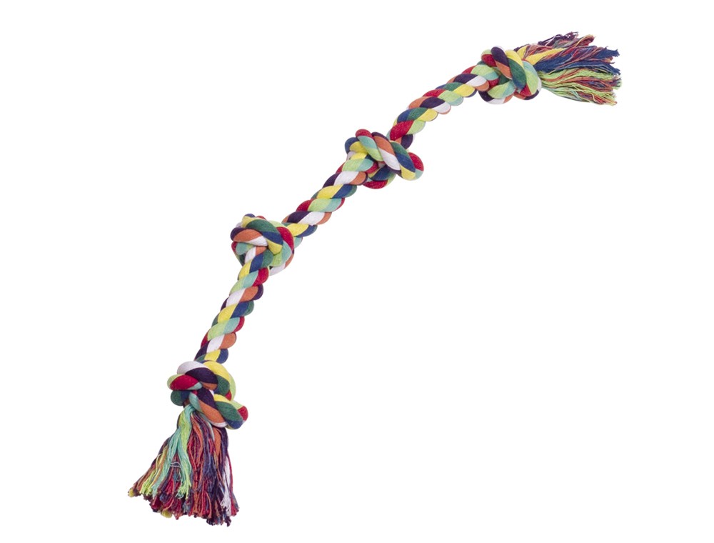 Franghie de joaca pentru caini | multicolor | 250 g | 55 cm | 4 Noduri