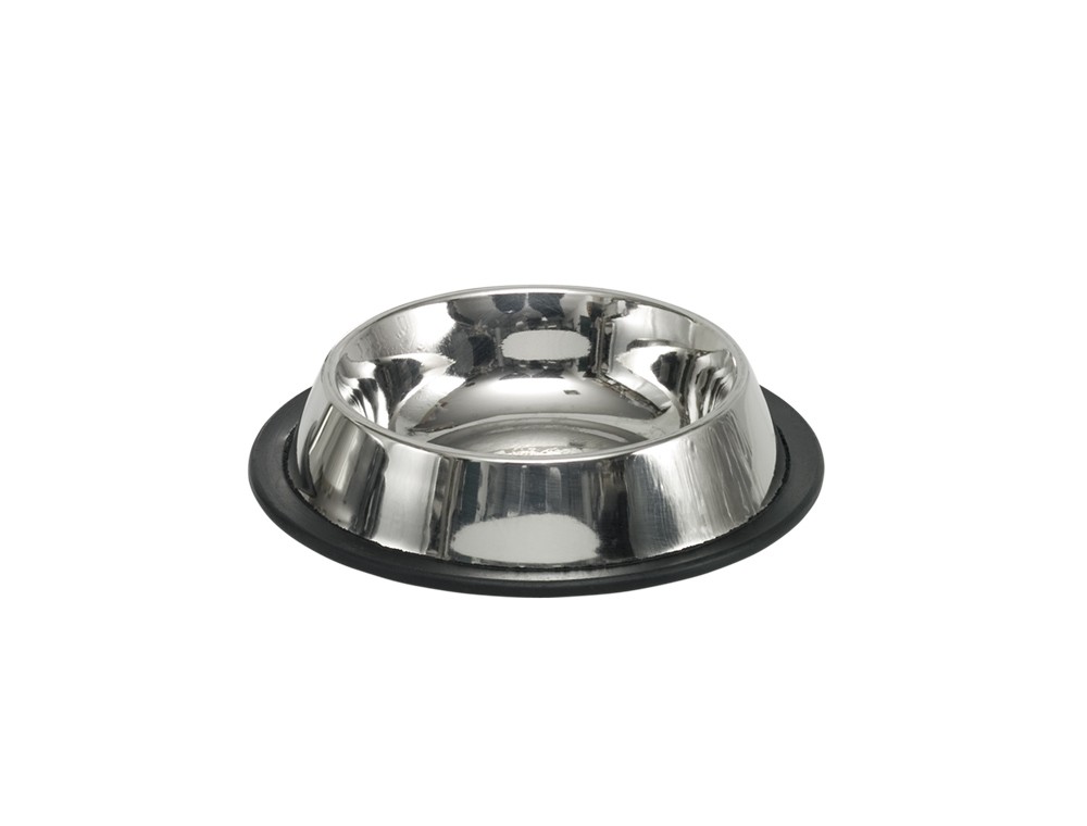 STAINLESS STEEL BOWL FLAT, ANTI SLIP, ? 15,5 CM 0,25 LTR