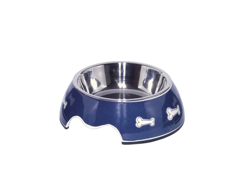 Castroane caini | Castron din melamina pentru caini | "Bone" | albastru | S | 14 x 4,5 cm, 160 ml